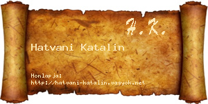 Hatvani Katalin névjegykártya